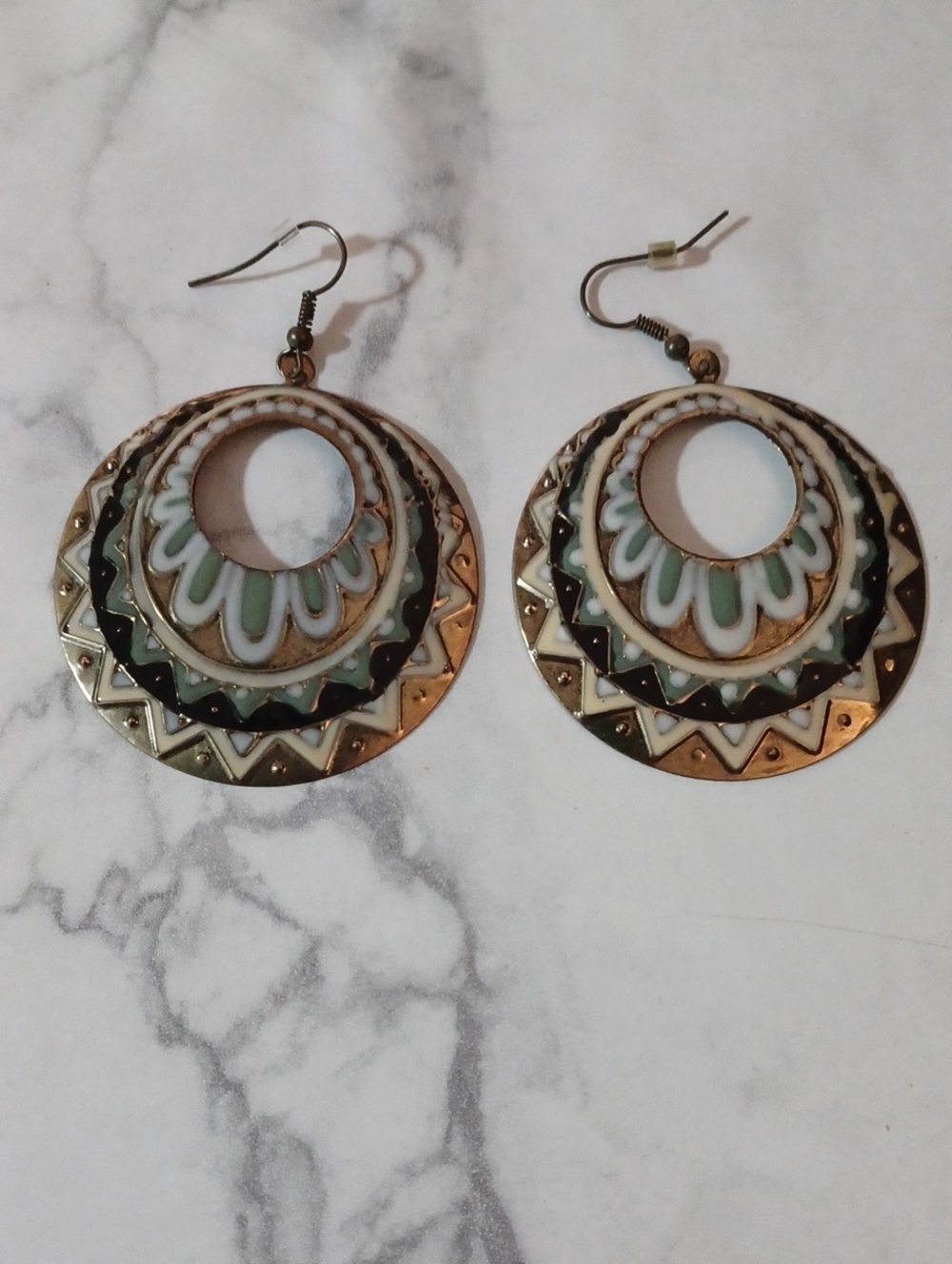 4/$30 Boho Gold-Tone & Mint Drop Earrings